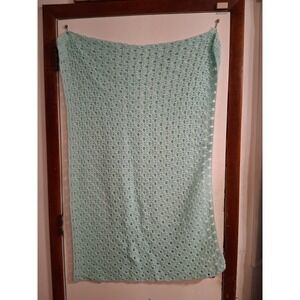 Vintage Crochet Mint Green Throw Baby Blanket 44x27 Handmade